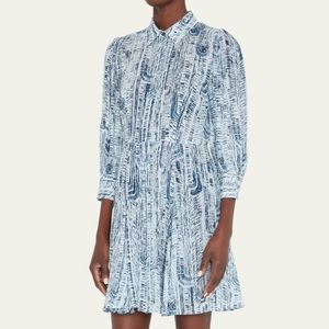 THEORY Printed Point-Collar Mini Shirtdress